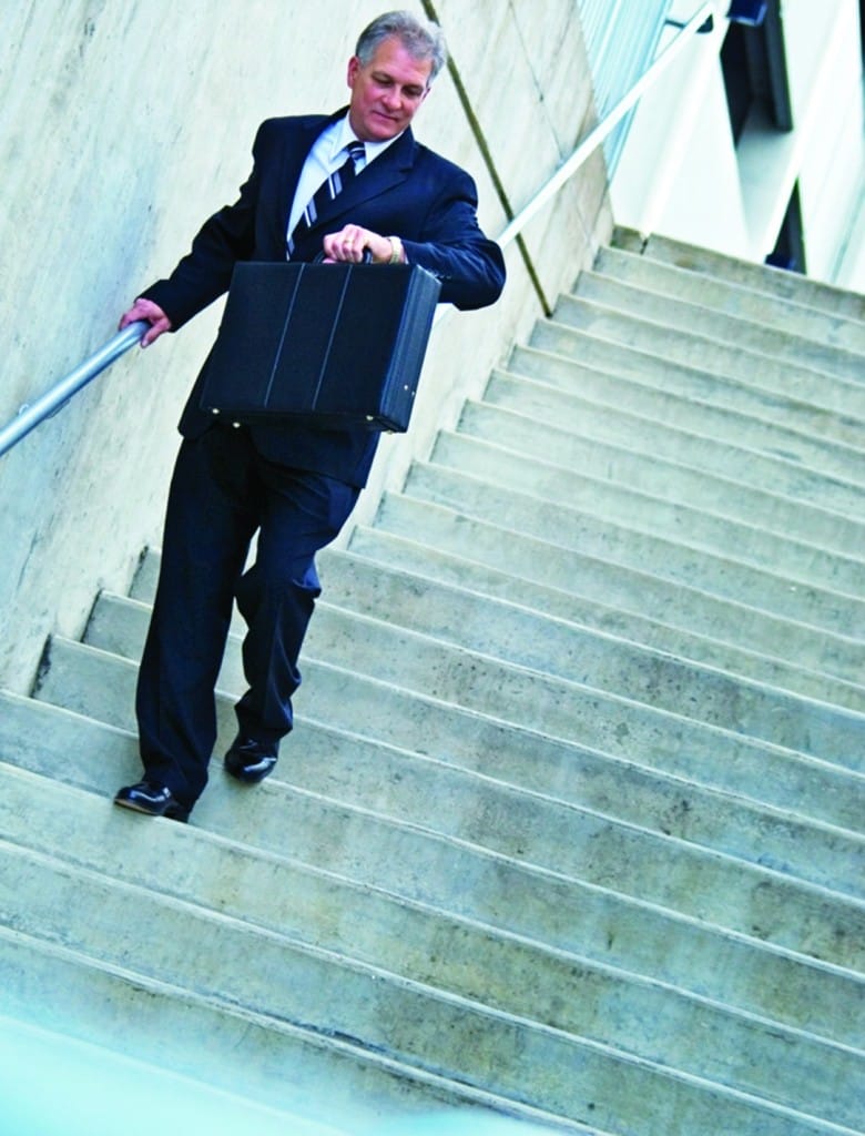 Instead of taking the elevator up to your office each day, take the stairs. Photo by: gatewaygazette.ca