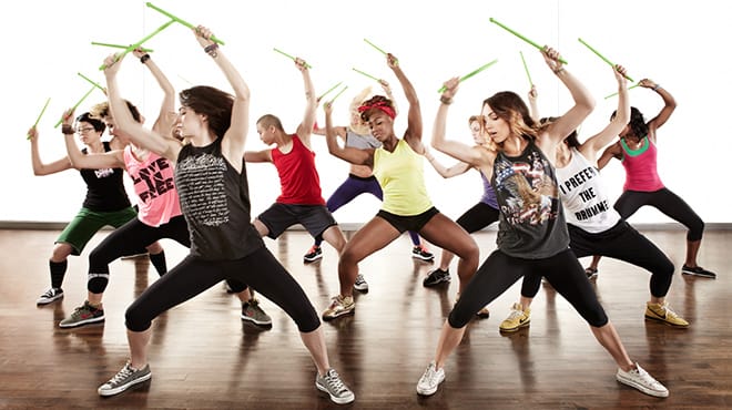 Pound fuses simple to follow cardio movements with drumming and resistance training.  Photo Credit: www.timeout.com